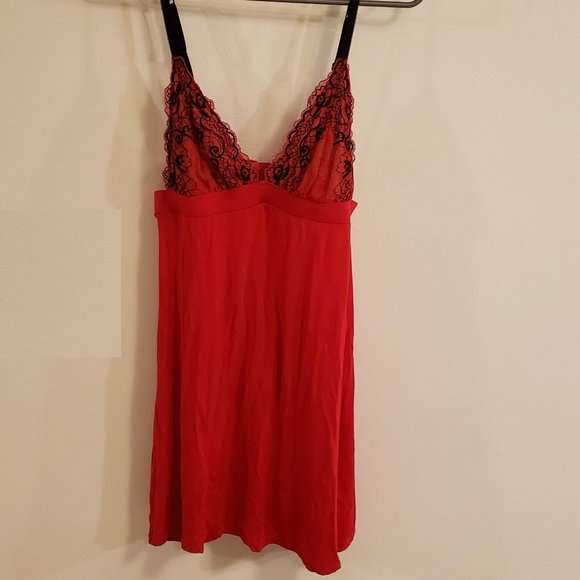 Jezebel Other - 3/$20 Jezebel Sexy Red Nightie with Black Lace Detail Super Soft Size Med